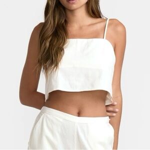 Cropped Top Vintage White Lucy Tank - RVCA size L